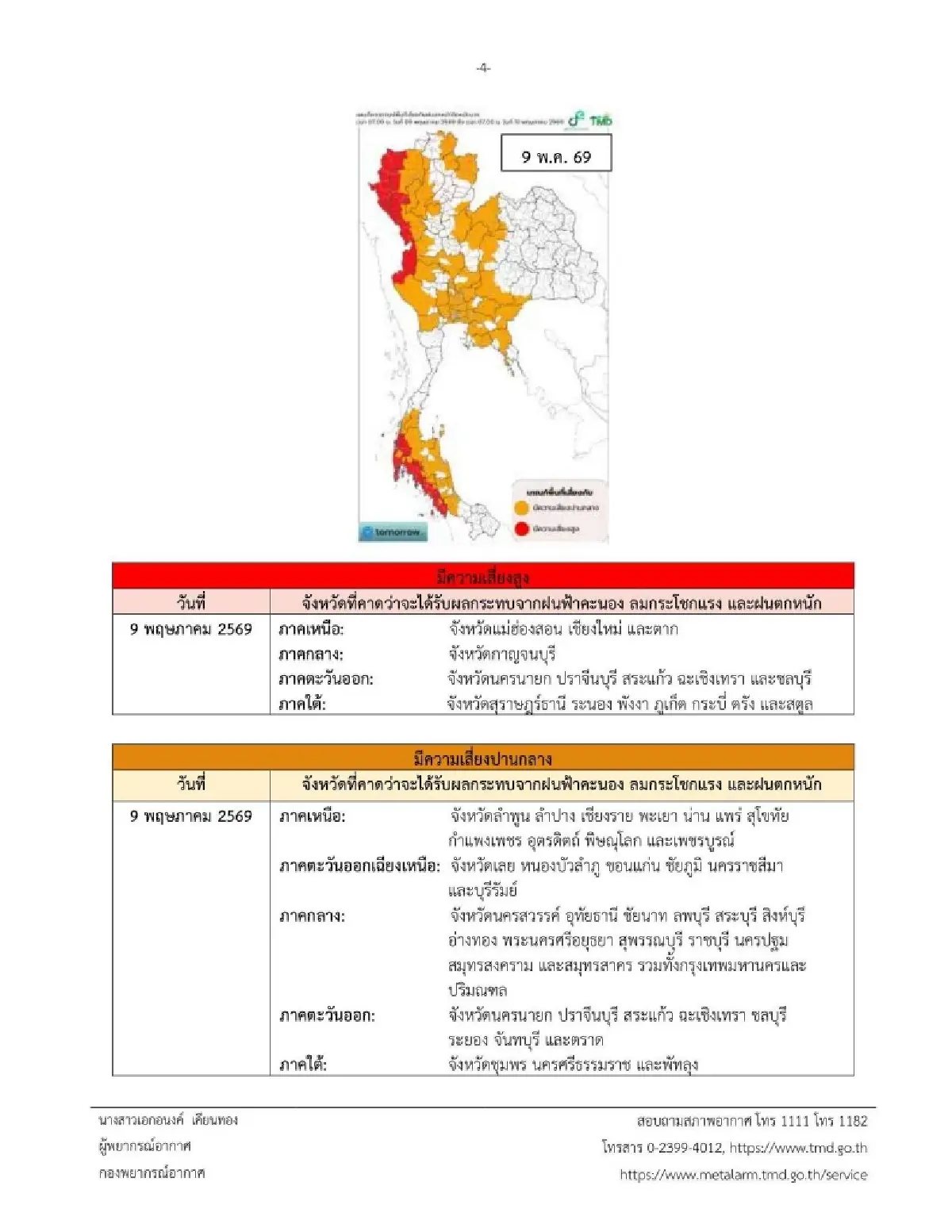 ประกาศกรมอุตุ ฉ.4 ล่าสุด พายุฝนรอบใหม่ ตกหนักยาว 4 วัน ฟ้าคะนอง ลมแรง