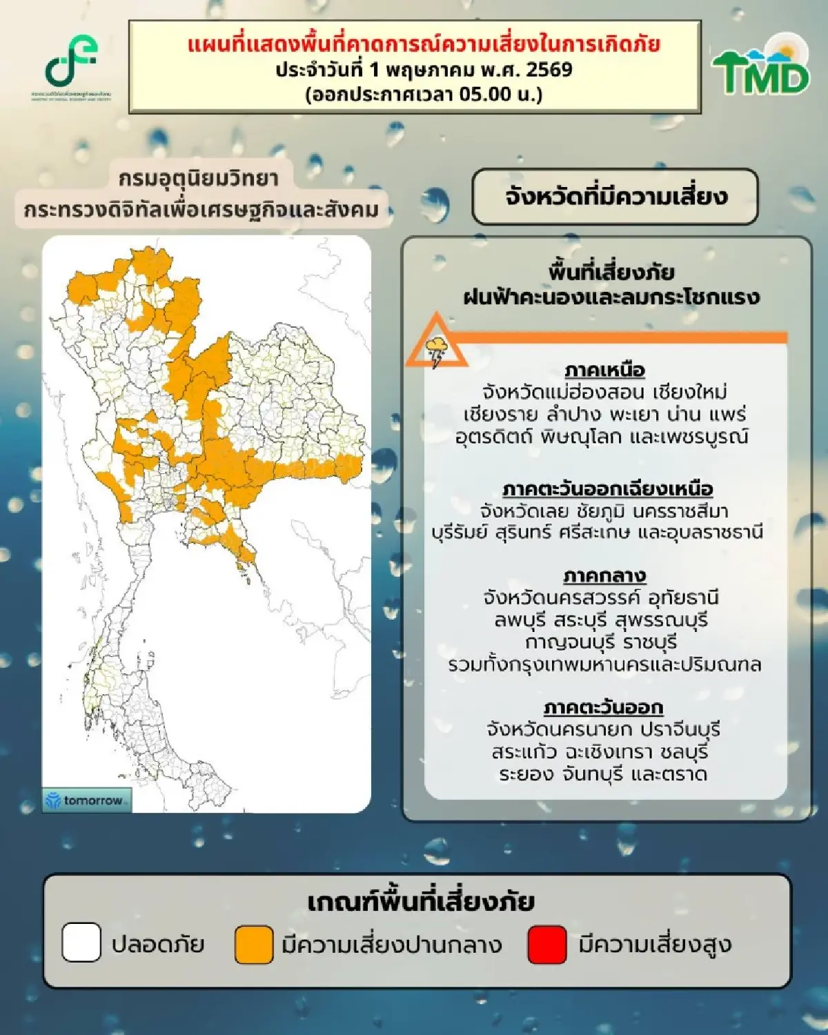 พายุฤดูร้อนถล่มอีสาน ฝนตกหนัก 40% กทม. ฝนเพิ่มขึ้น ลมแรง