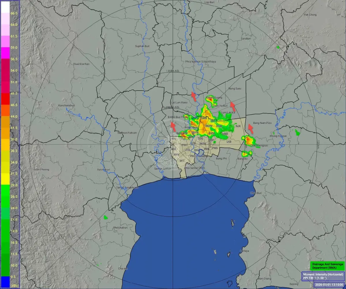 บ่ายนี้ กทม. ฝนฉ่ำหลายพื้นที่ รับวันแรงงานแห่งชาติ เตือน 2 จุด น้ำท่วมขังสูง