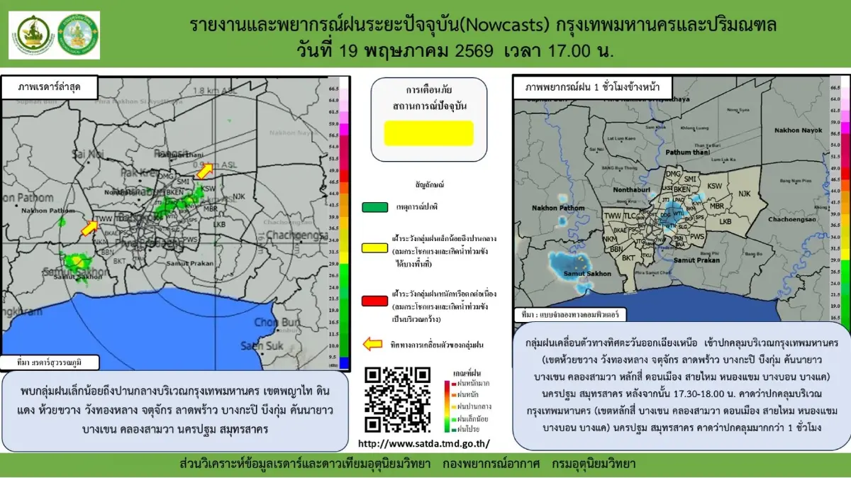 ไทยฝนตกหนัก อุตุฯ ประกาศ ฉ.14 เตือนด่วน 57 จว. เสี่ยงน้ำท่วม น้ำป่าหลาก 19-21 พ.ค.