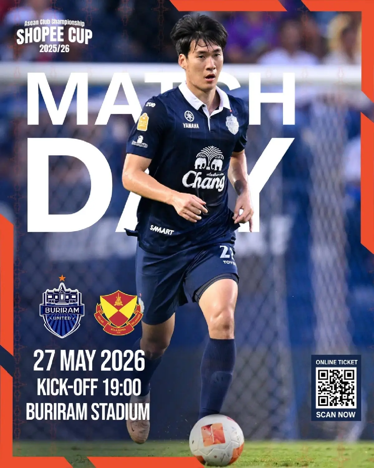 ถ่ายทอดสด 'บุรีรัมย์ ยูไนเต็ด พบ เซลังงอร์ เอฟซี' ดูบอลสด นัดชิง Shopee Cup