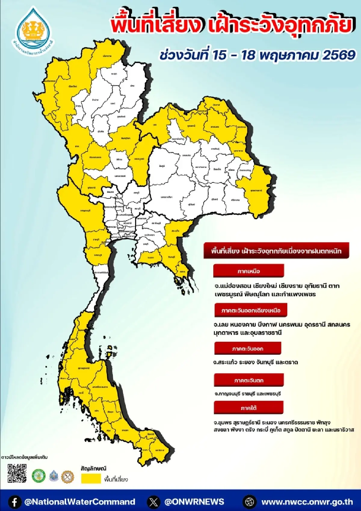 มรสุมแรง! เช็กพิกัด  40 จังหวัด เฝ้าระวังพิเศษ ฝนหนัก-น้ำท่วมขัง