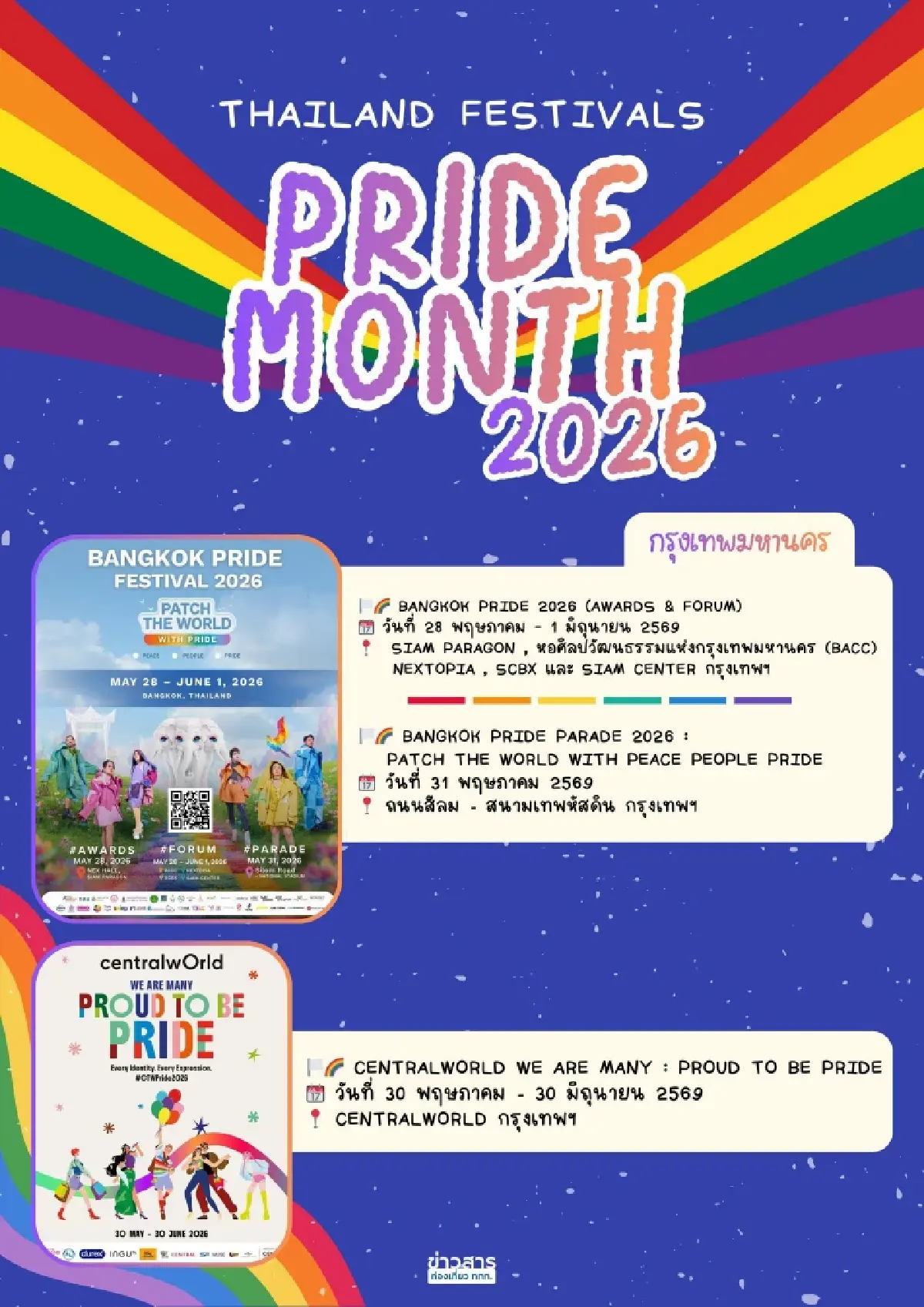 เปิดพิกัด จัดงาน 'Thailand Pride Month Festivals 2026' มีที่ไหน วันไหนบ้าง