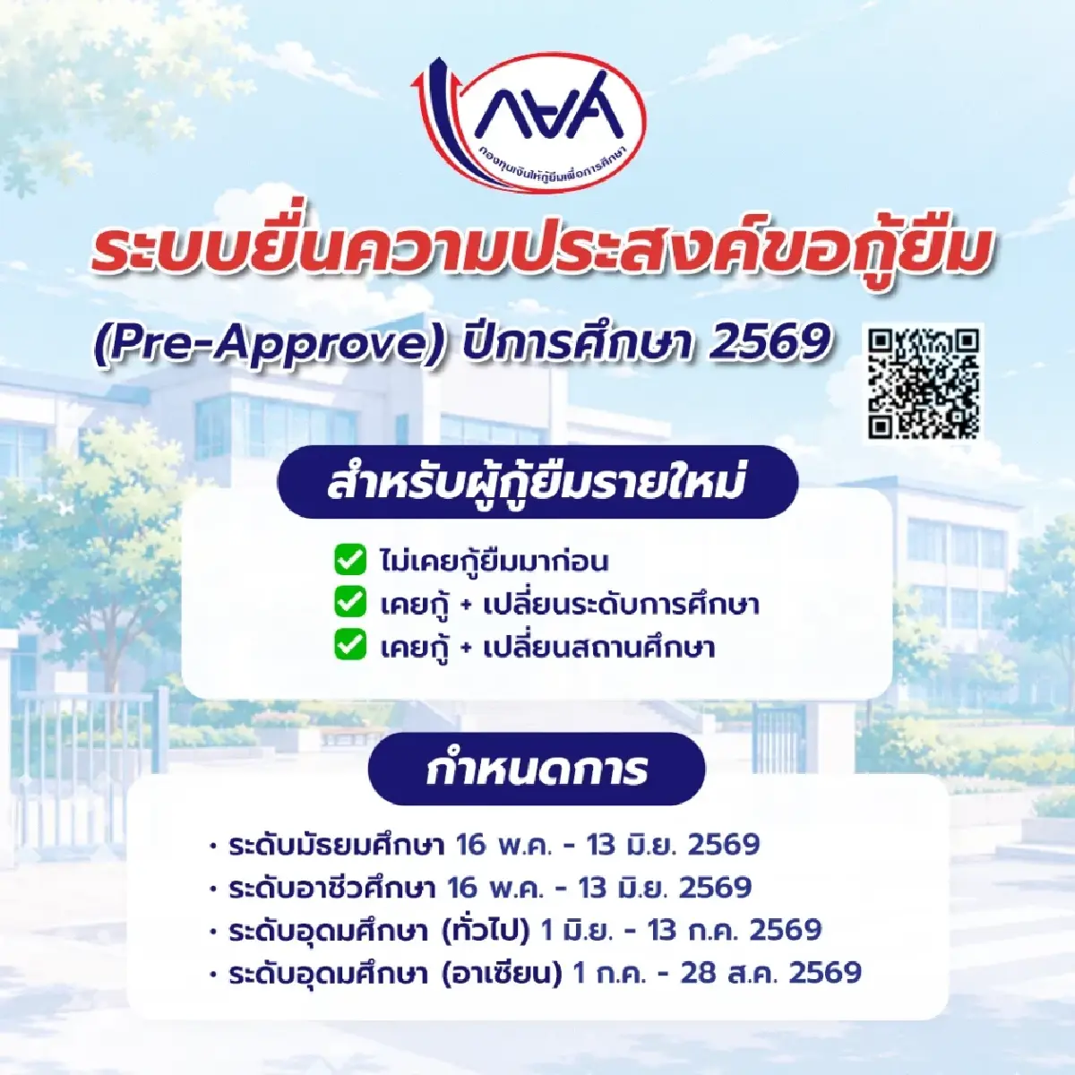 ผู้กู้ยืมรายใหม่ กยศ. ยื่นกู้ล่วงหน้า Pre-Approve อนุมัติเร็วขึ้น