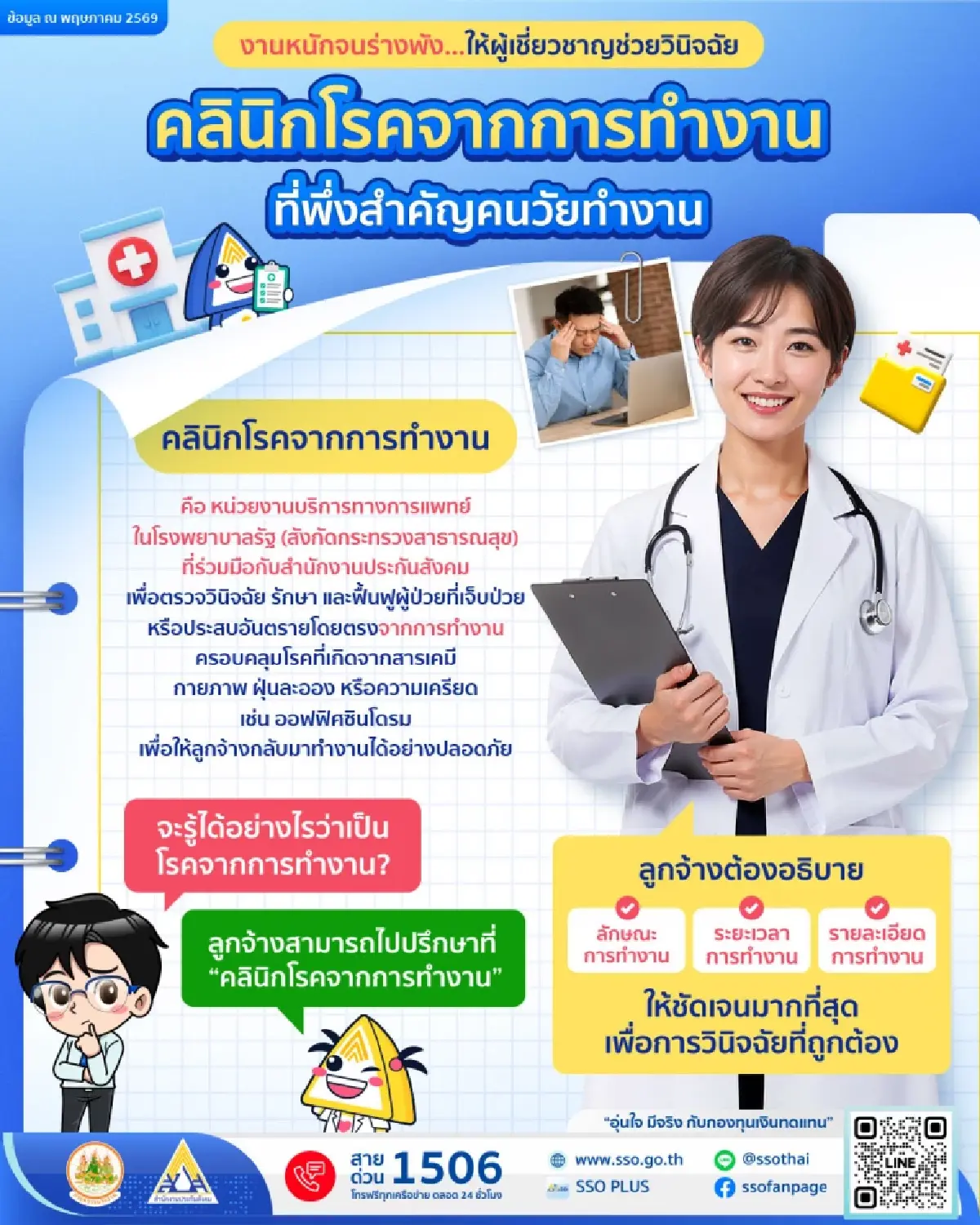 สปส. แนะ คลินิกโรคจากการทำงาน ดูแลออฟฟิศซินโดรม รักษาฟรี