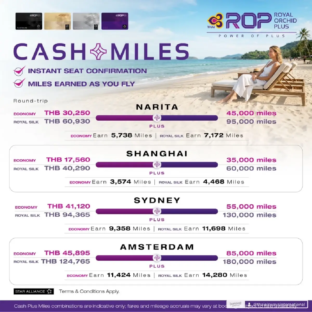 'การบินไทย' เปิดบริการ Cash + Miles ใช้ไมล์แลกส่วนลดบัตรโดยสาร