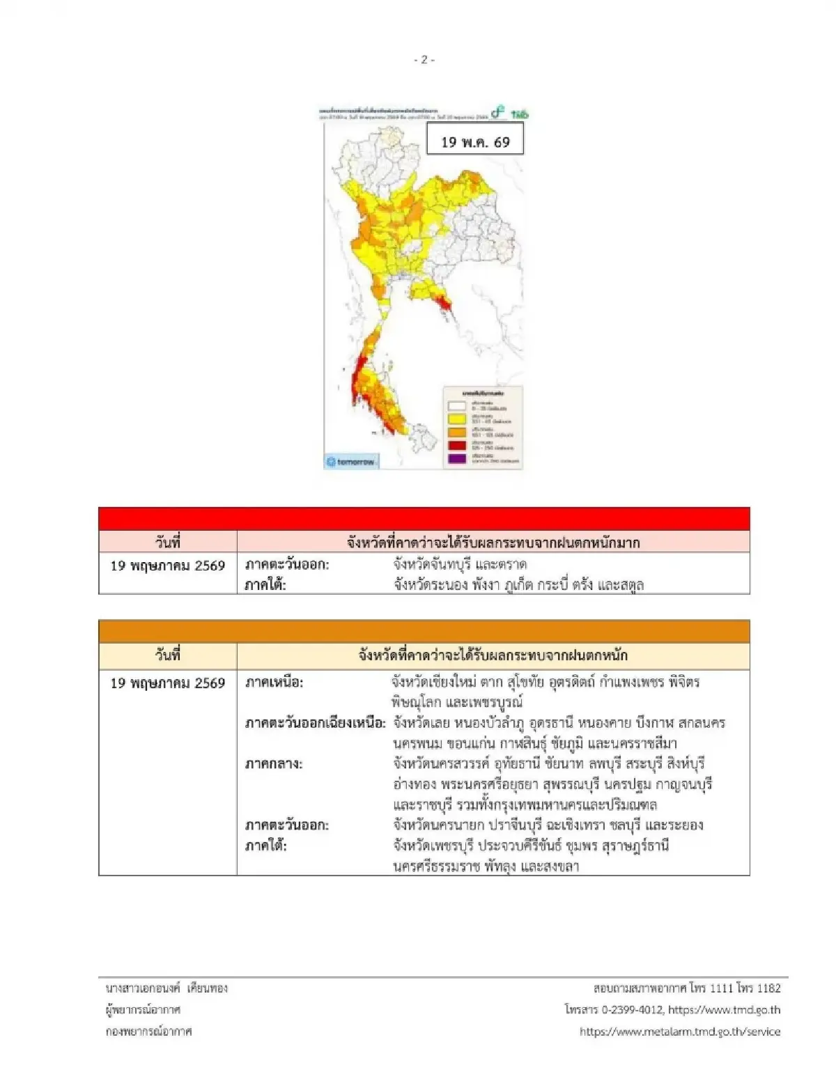 ประกาศกรมอุตุ ฉ.13 ล่าสุด แจ้งรายชื่อจังหวัด มรสุมเข้าไทย ฝนตกหนัก 3 วัน
