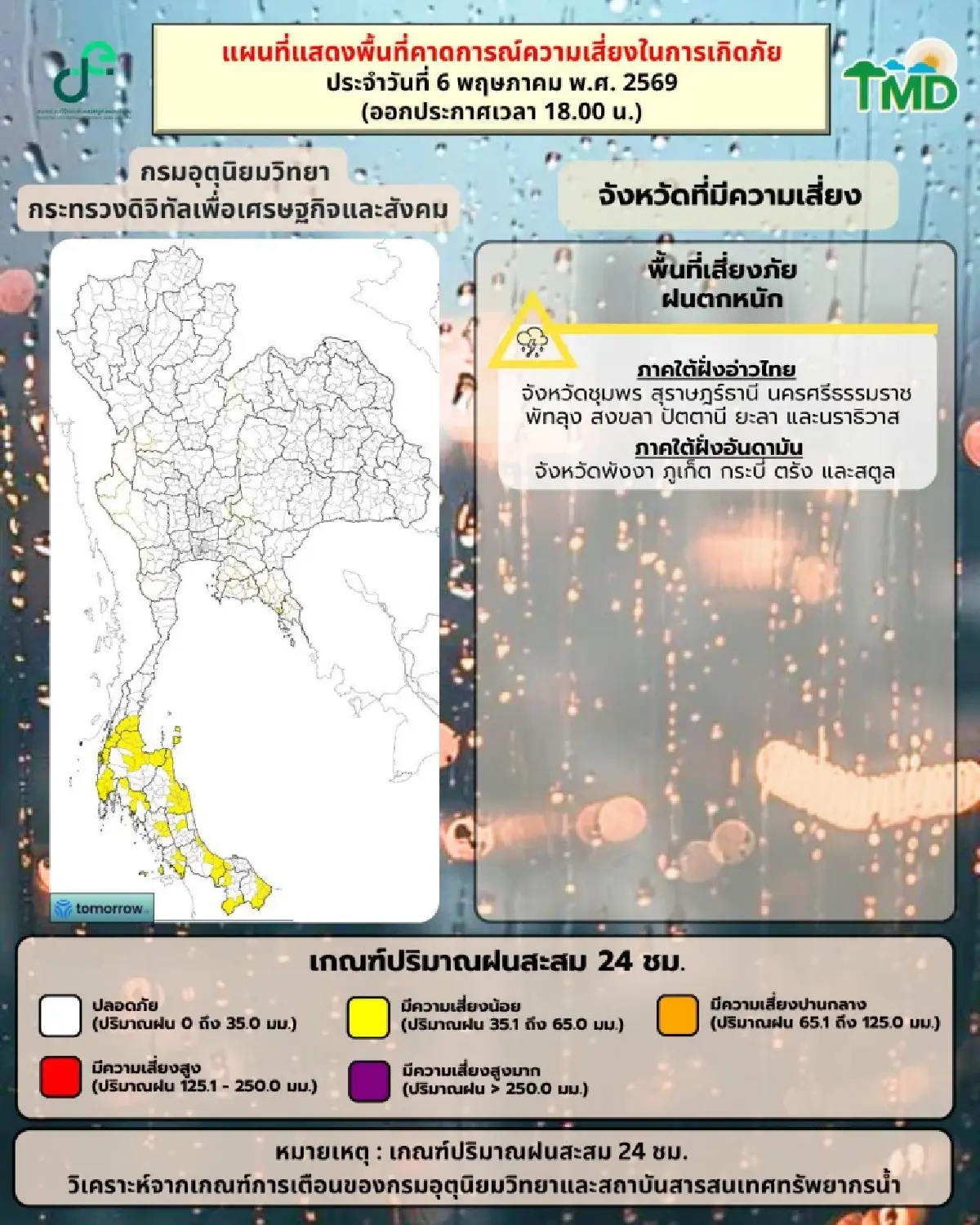 เตือน อากาศแปรปรวน ฝนตกหนัก ลมแรง เช็กพื้นที่เสี่ยง น้ำท่วมฉับพลัน 7-10 พ.ค. นี้
