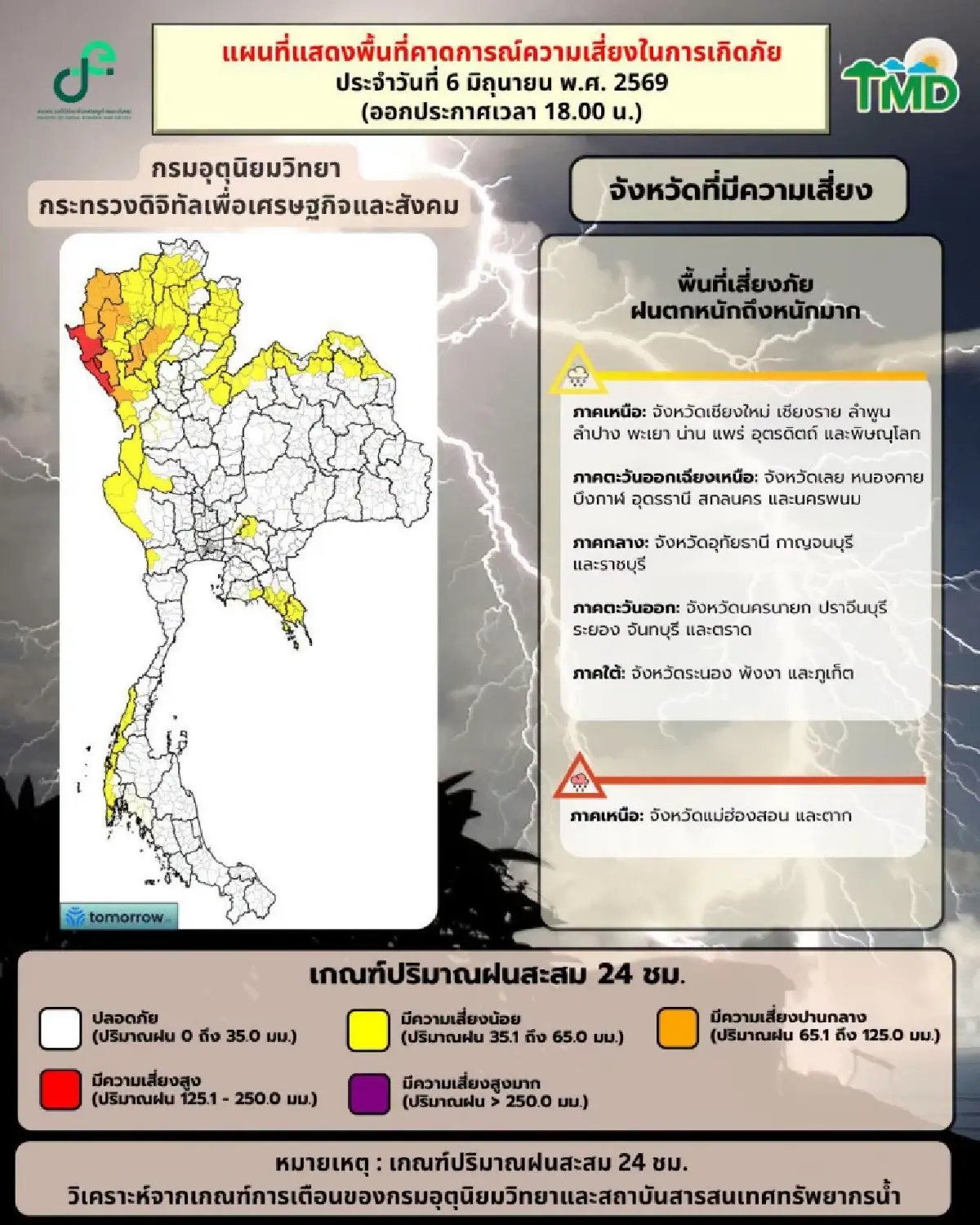 อุตุฯ เตือนฝนถล่มหนักทั่วไทย ระวังน้ำท่วม น้ำป่า ทะเลอันดามันคลื่นสูง 3 เมตร