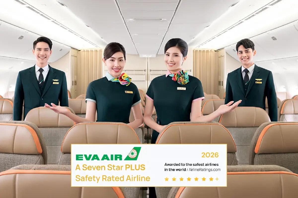 EVA Air คว้ารางวัล Seven Star PLUS Safety Rating ตอกย้ำด้านความปลอดภัยในการบิน
