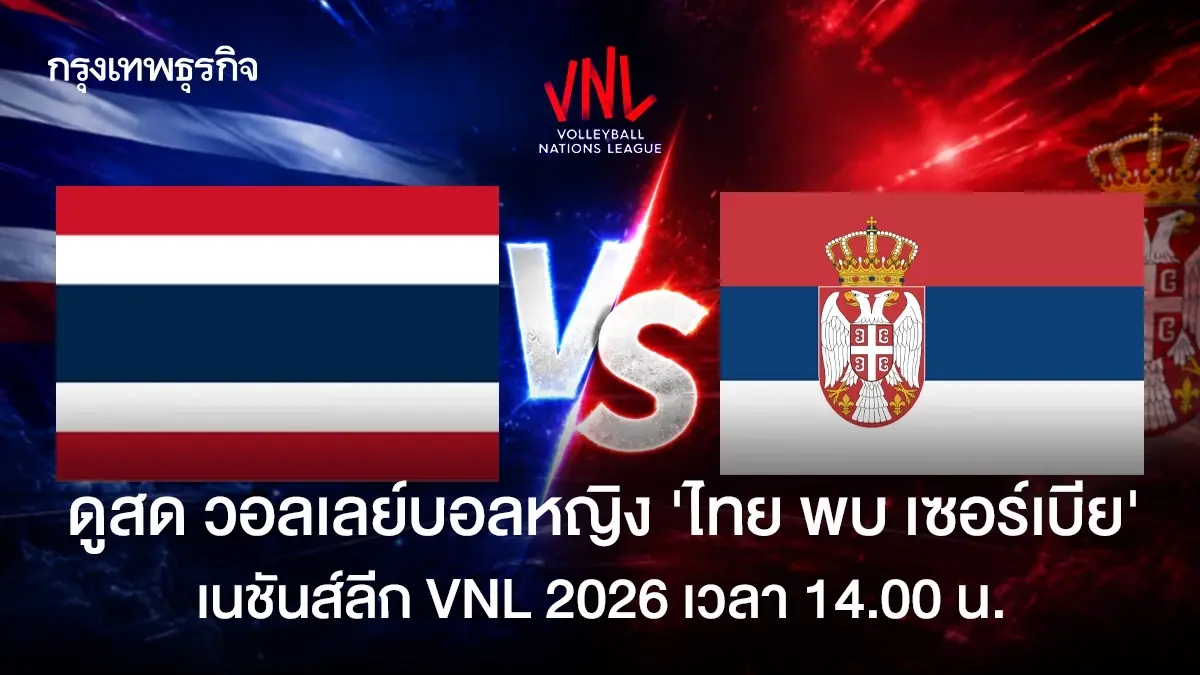 ผลวอลเลย์บอลหญิง 'ทีมชาติไทย 0-3 เซอร์เบีย' ศึกเนชันส์ลีก VNL 2026