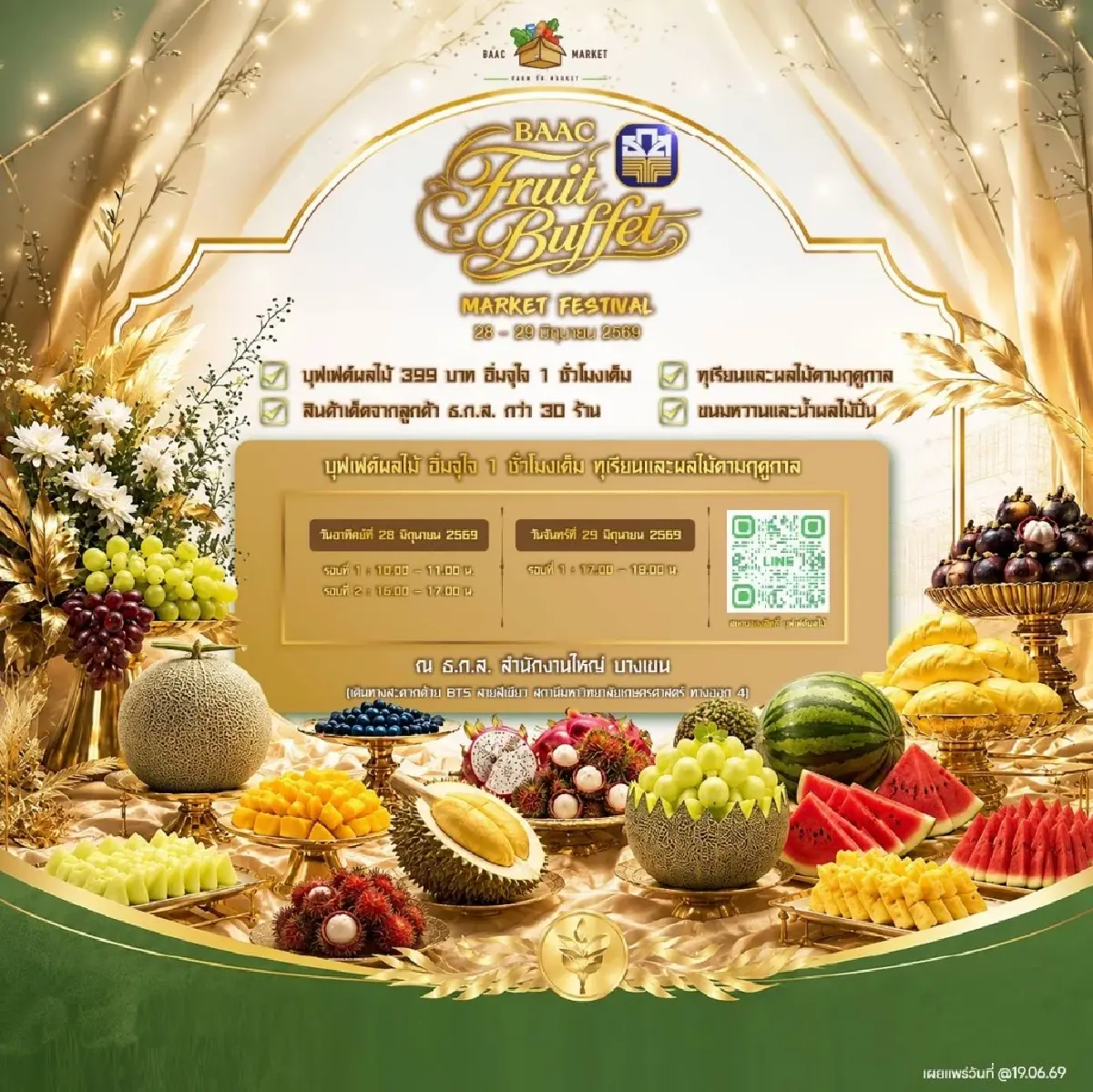 ปักหมุดพิกัดอร่อย! บุฟเฟต์ทุเรียน ธ.ก.ส. กินไม่อั้น เช็กพิกัดที่นี่!
