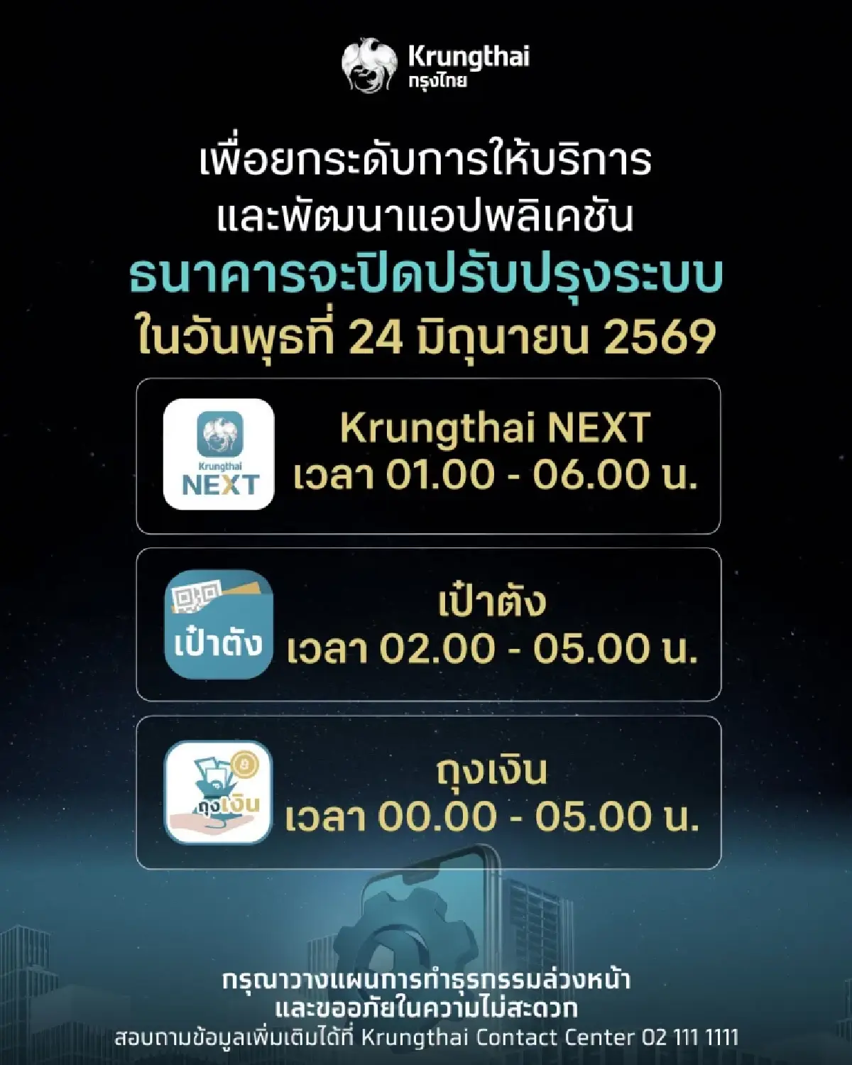 มัดรวม 4 ธนาคาร แจ้งปิดปรับปรุงระบบ มิ.ย. 69 เช็กวัน-เวลาที่นี่!