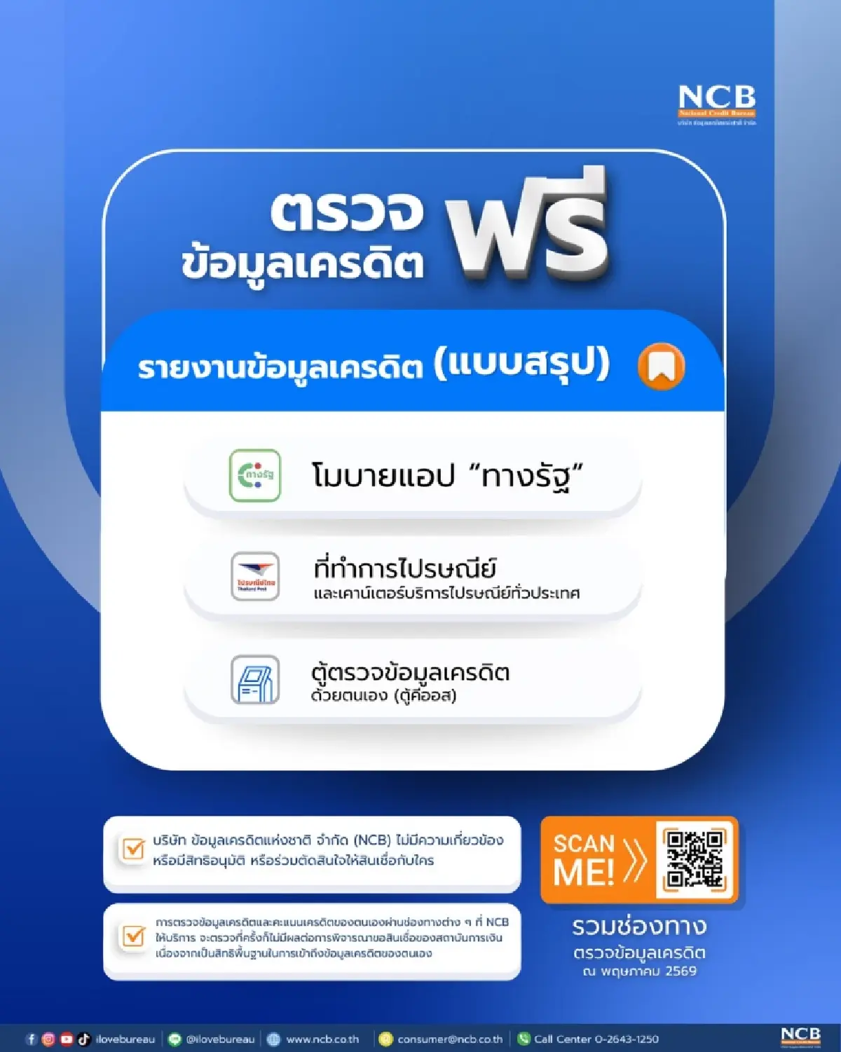 เช็กข้อมูล 'เครดิตบูโร' แบบสรุปฟรี ดูยอดหนี้คงเหลือรวม
