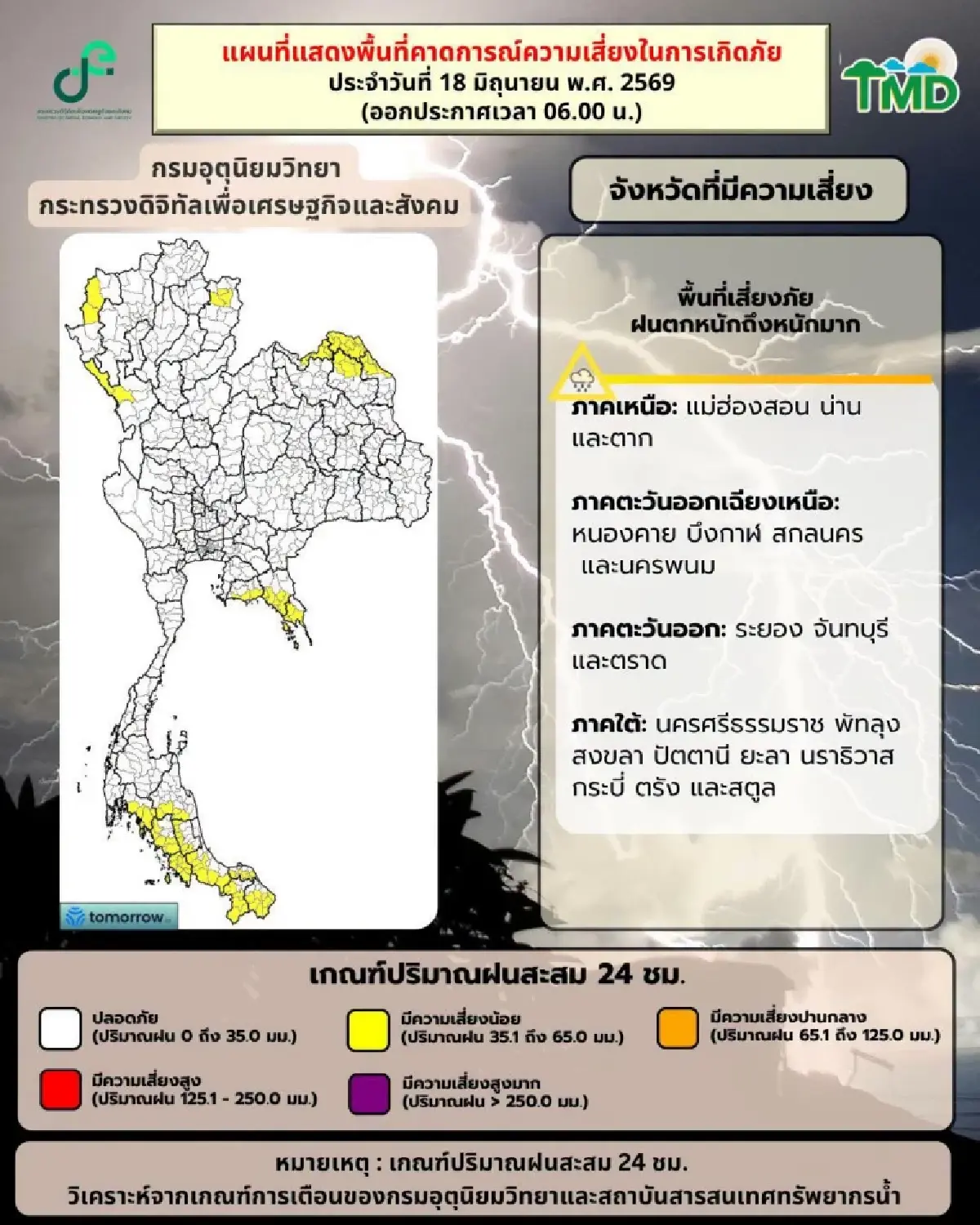 กรมอุตุ พยากรณ์อากาศวันนี้ ฝนตกทั้งวัน กทม. ตกหนักช่วงบ่ายถึงค่ำ