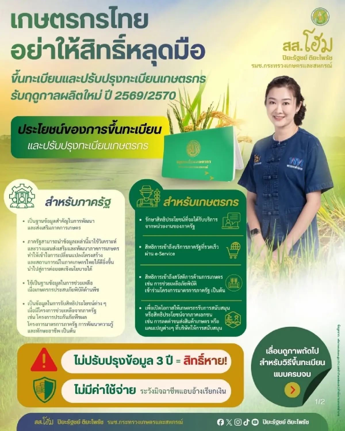 ขึ้นทะเบียนให้ทัน เช็กเงื่อนไข ตัดสิทธิ์เงินช่วยเหลือชาวนา เกษตรกร
