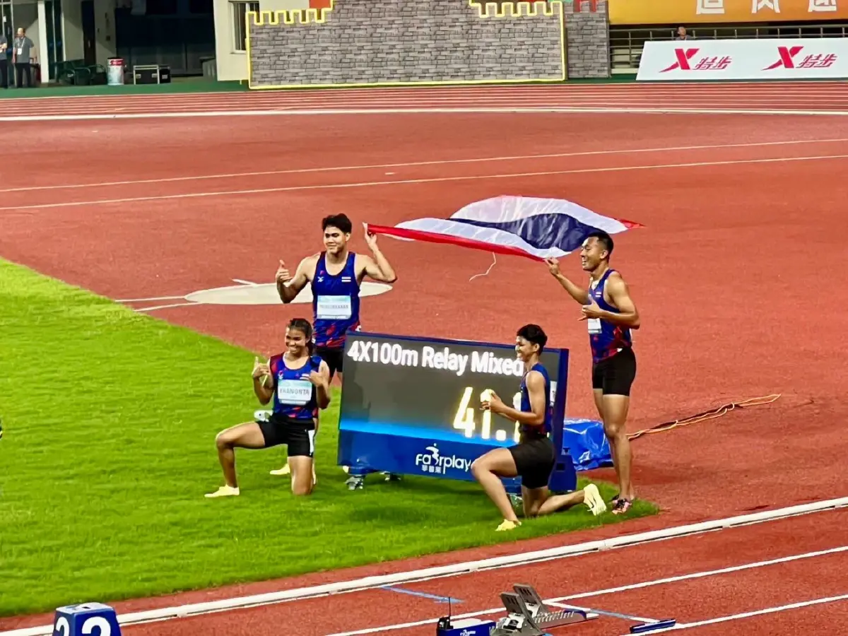 ไทยทุบสถิติ! คว้าทองวิ่งผลัดผสม 4x100 ม. ศึก Asian Relays Athletics Championships 2026