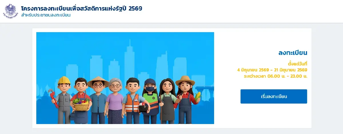 เริ่มเข้าระบบ ลงทะเบียนบัตรสวัสดิการแห่งรัฐ 2569 ยืนยันตัวตนใหม่