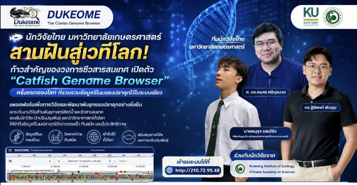 ม.เกษตรฯ เจ๋ง เปิดตัวฐานข้อมูลจีโนมปลาดุก แห่งแรกของโลก