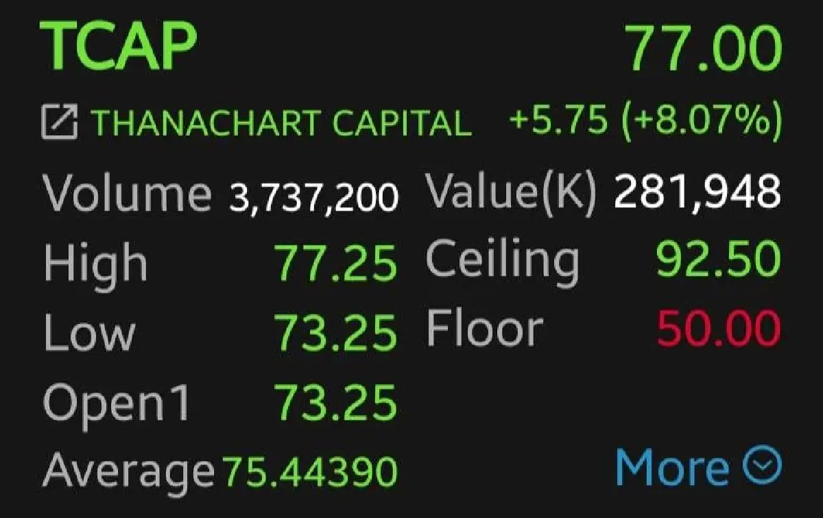 หุ้น TCAP วิ่งแรง 8% รับซื้อหุ้นคืน โบรกชี้ THANI ช่วยหนุนกำไรฟื้น มองอัพไซด์เหลืออื้อ