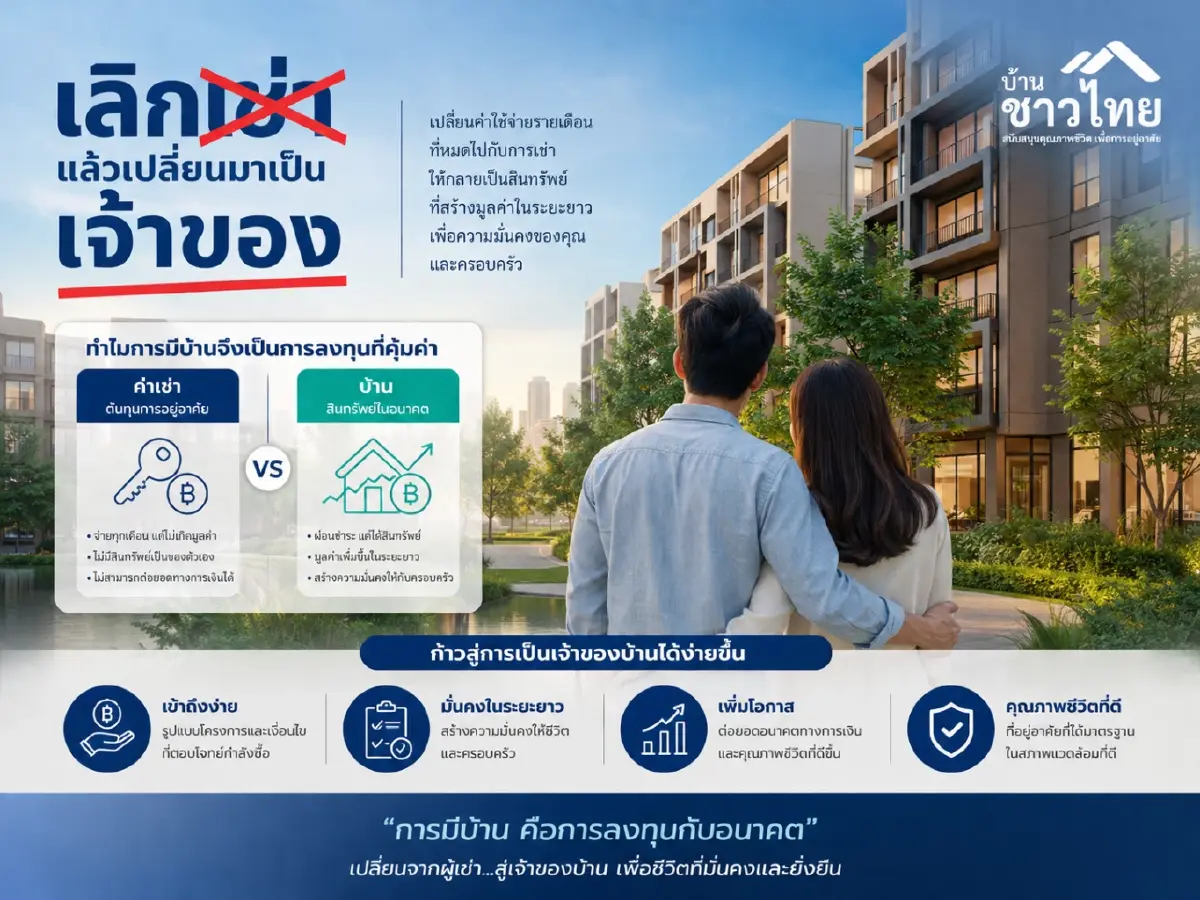 จาก 'ผู้เช่า' สู่ 'เจ้าของ' เมื่อการมีบ้านไม่ใช่แค่ความฝัน แต่คือการสร้างสินทรัพย์ในระยะยาว