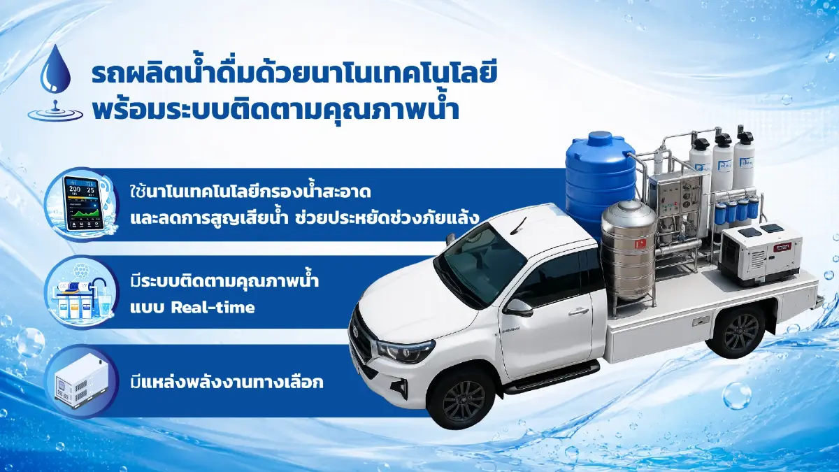 “กปภ.-สวทช.” เปิดตัว 'รถผลิตน้ำดื่มด้วยนาโนเทคโนโลยี มั่นใจน้ำสะอาดถึงมือประชาชนทุกพื้นที่