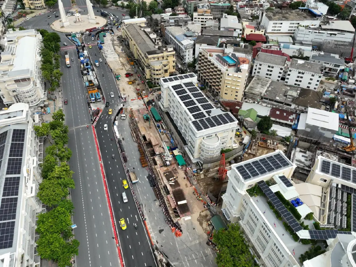 คืบหน้า 36% รถไฟฟ้าสายสีส้ม สถานีอนุสาวรีย์ประชาธิปไตย พลิกโฉม กทม. ชั้นใน