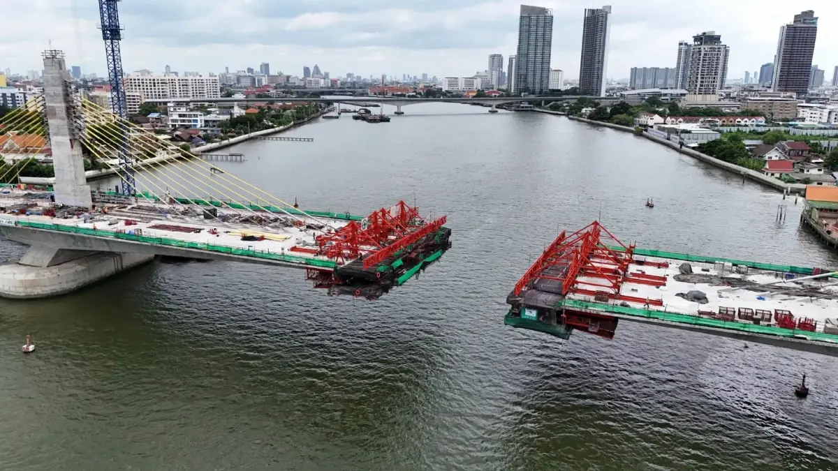 คืบหน้า 73.46% สะพานข้ามแม่น้ำเจ้าพระยา แยกเกียกกาย เชื่อมฝั่งธนฯ-สภาใหม่