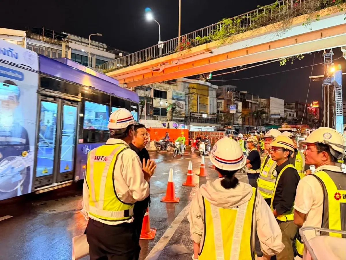 'ภัทรพงศ์' ลงพื้นที่ด่วน อุโมงค์รถไฟฟ้าสายสีม่วงใต้ น้ำรั่วซึม