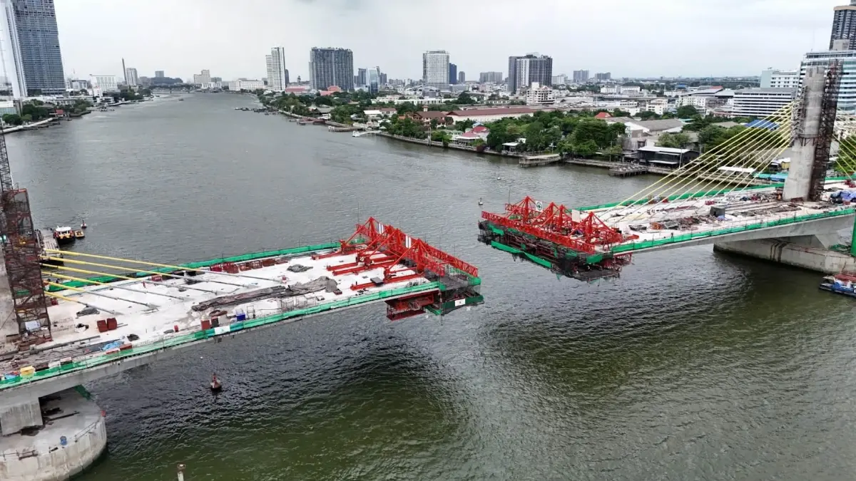 คืบหน้า 73.46% สะพานข้ามแม่น้ำเจ้าพระยา แยกเกียกกาย เชื่อมฝั่งธนฯ-สภาใหม่