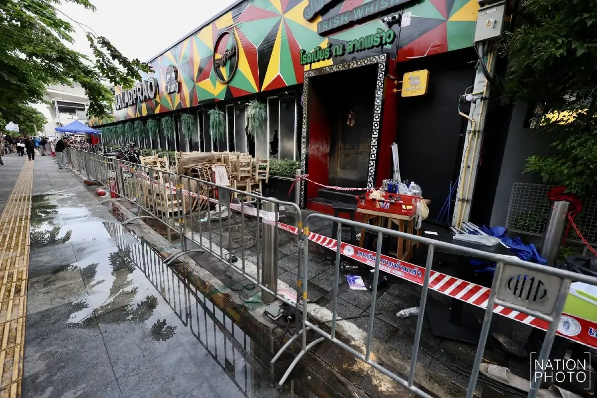 'โรงเบียร์ ณ ลาดพร้าว' เช้านี้ หลังไฟไหม้กลางดึก ตาย 27 เจ็บ 63 ราย