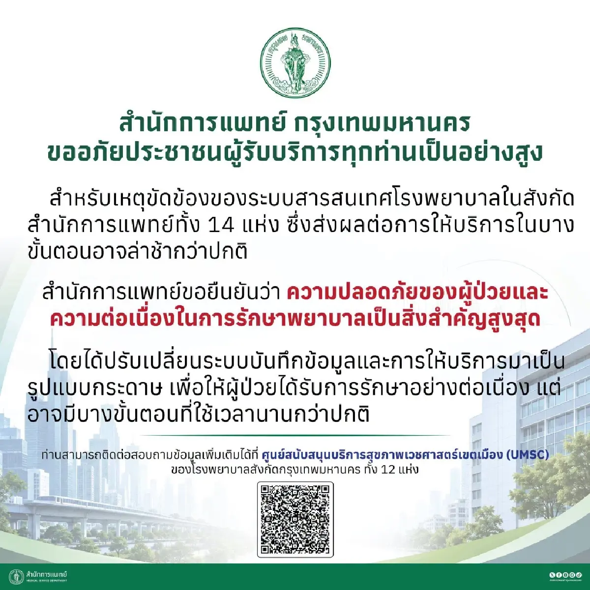 ระบบล่ม 14 โรงพยาบาล กทม. เช็กรายชื่อ-วิธีเตรียมตัวก่อนพบแพทย์