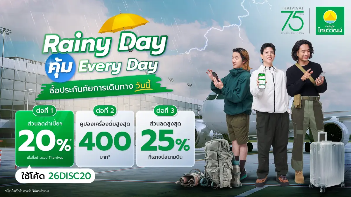 ประกันภัยไทยวิวัฒน์ ส่งแคมเปญ Rainy Day คุ้ม Everyday คุ้มครองครบ รถ-สุขภาพ-การเดินทาง