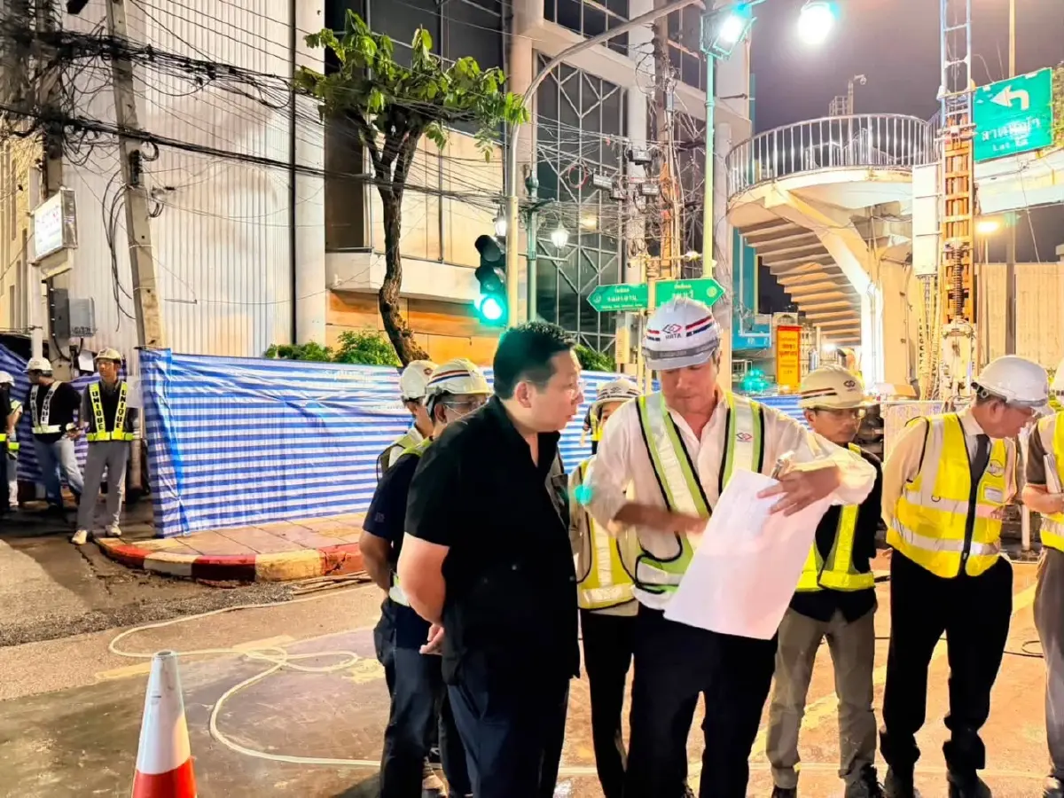 'ภัทรพงศ์' ลงพื้นที่ด่วน อุโมงค์รถไฟฟ้าสายสีม่วงใต้ น้ำรั่วซึม