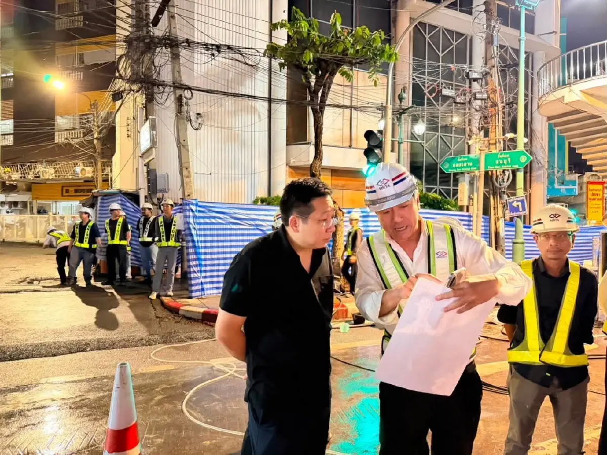'ภัทรพงศ์' ลงพื้นที่ด่วน อุโมงค์รถไฟฟ้าสายสีม่วงใต้ น้ำรั่วซึม