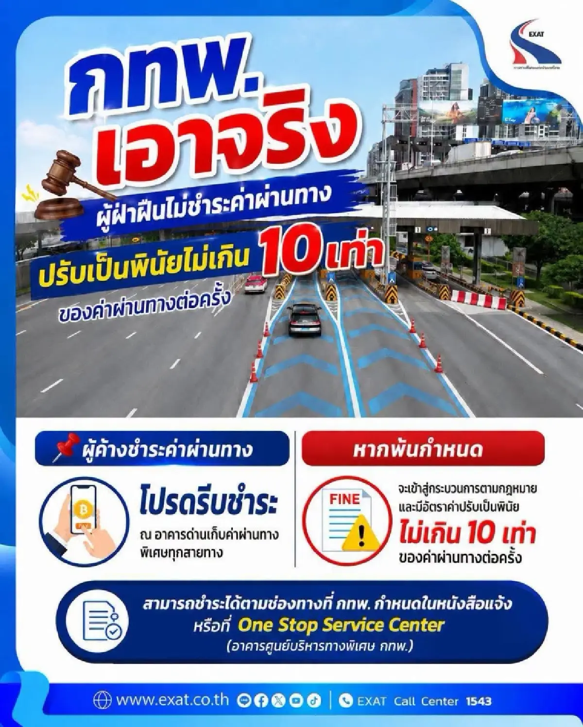 เตือนสายเบี้ยว! กทพ. ลุยฟ้องจริง คนค้างค่าทางด่วน เจอปรับอ่วม 10 เท่า