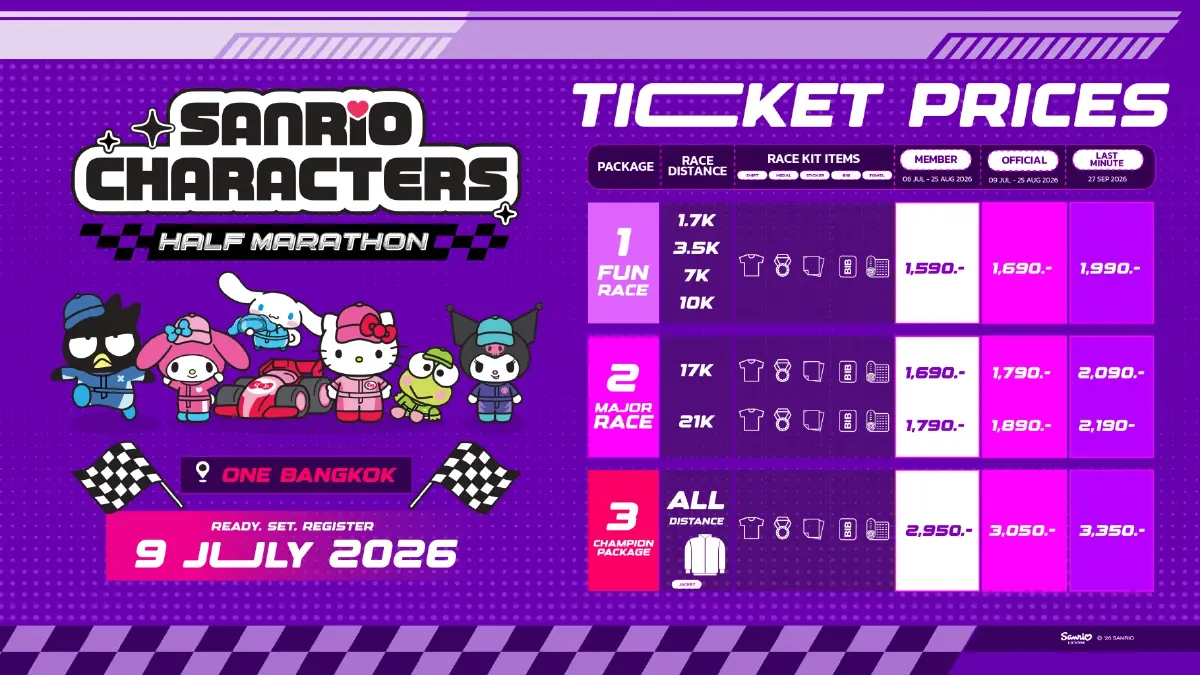 แฟนซานริโอ ห้ามพลาด กับงานวิ่ง SANRIO CHARACTERS HALF MARATHON ณ วัน แบงค็อก