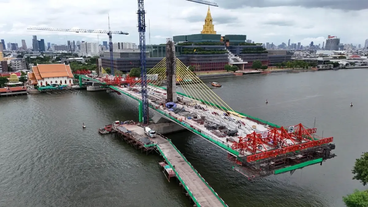 คืบหน้า 73.46% สะพานข้ามแม่น้ำเจ้าพระยา แยกเกียกกาย เชื่อมฝั่งธนฯ-สภาใหม่