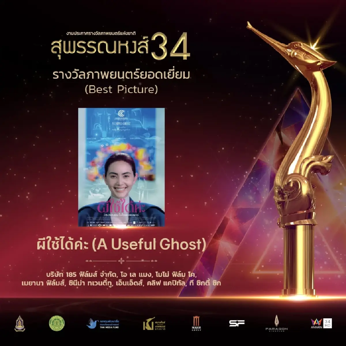 “ผีใช้ได้ค่ะ” คว้า 10 รางวัลสุพรรณหงส์ รวมถึง ภาพยนตร์ยอดเยี่ยม