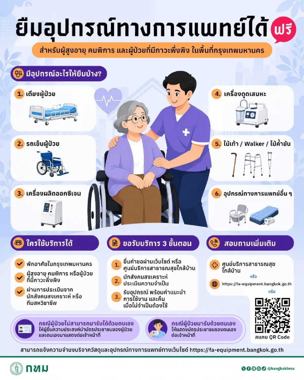 เช็กเงื่อนไข! กทม. ให้ยืมอุปกรณ์การแพทย์ฟรี สำหรับผู้สูงอายุ - คนพิการ