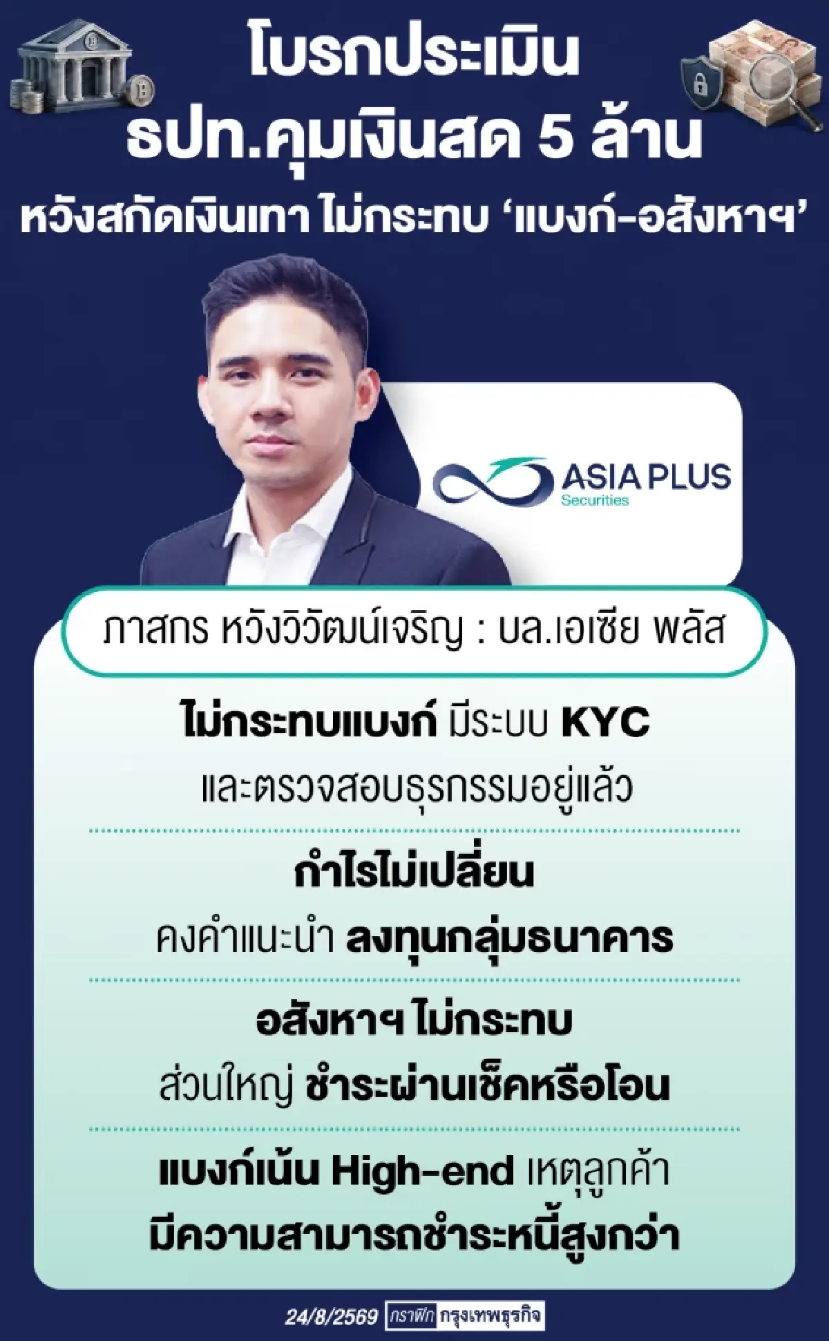 ‘แบงก์-อสังหาฯ’ กระทบจำกัด คุมเงินสด 5 ล้าน โบรกชี้ ‘ซื้อขาย’ โอนผ่านระบบ-เช็ค