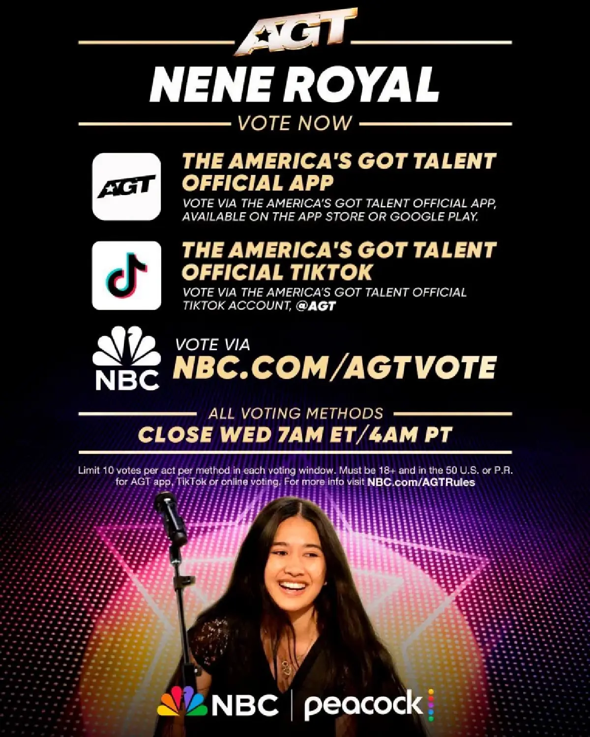 Live Show AGT 2026 เชียร์ 'เนเน่ รอยัล' เช็กลิงค์ดูสดที่ไทย วิธีโหวต