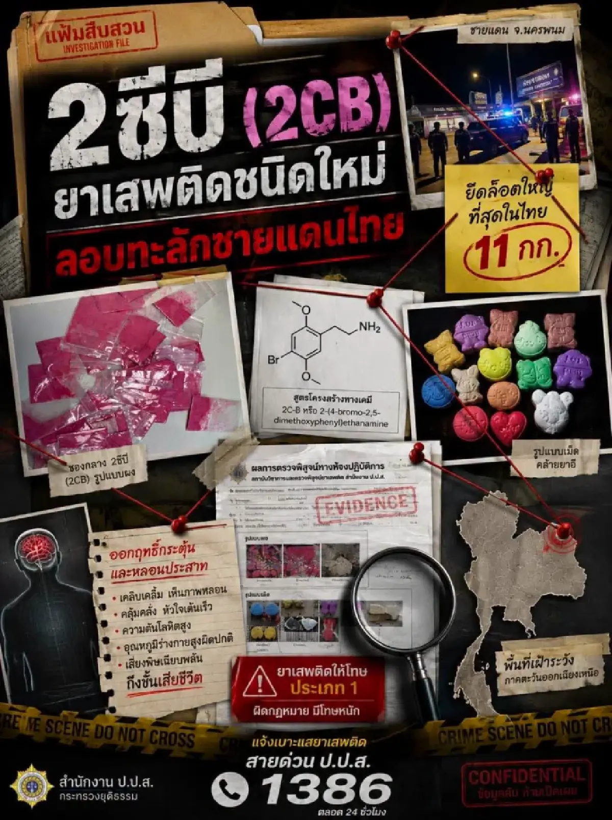 ยึดลอตใหญ่ ยาเสพติดชนิดใหม่ 2 ซีบี ฤทธิ์หลอนประสาท อันตรายถึงตาย