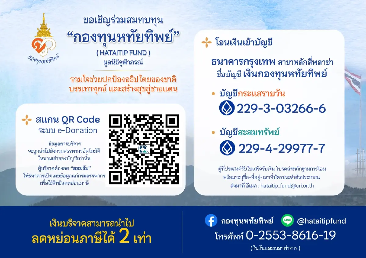 กรมพระศรีสวางควัฒน ทรงรับการทูลเกล้าฯ ถวายเงิน 'กองทุนหทัยทิพย์'