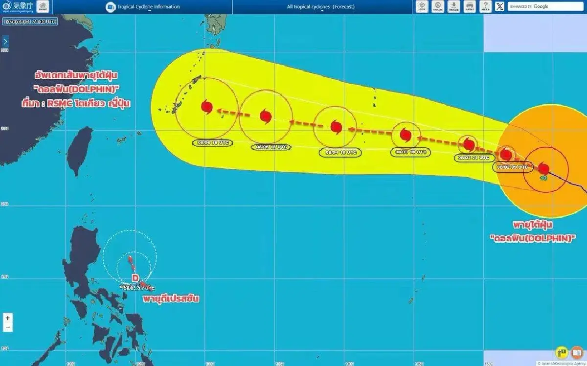 จับตา! พายุไต้ฝุ่นดอลฟิน ดึงมรสุมไทยแรงขึ้น ทำฝนตกหนัก 7–9 ส.ค. 69