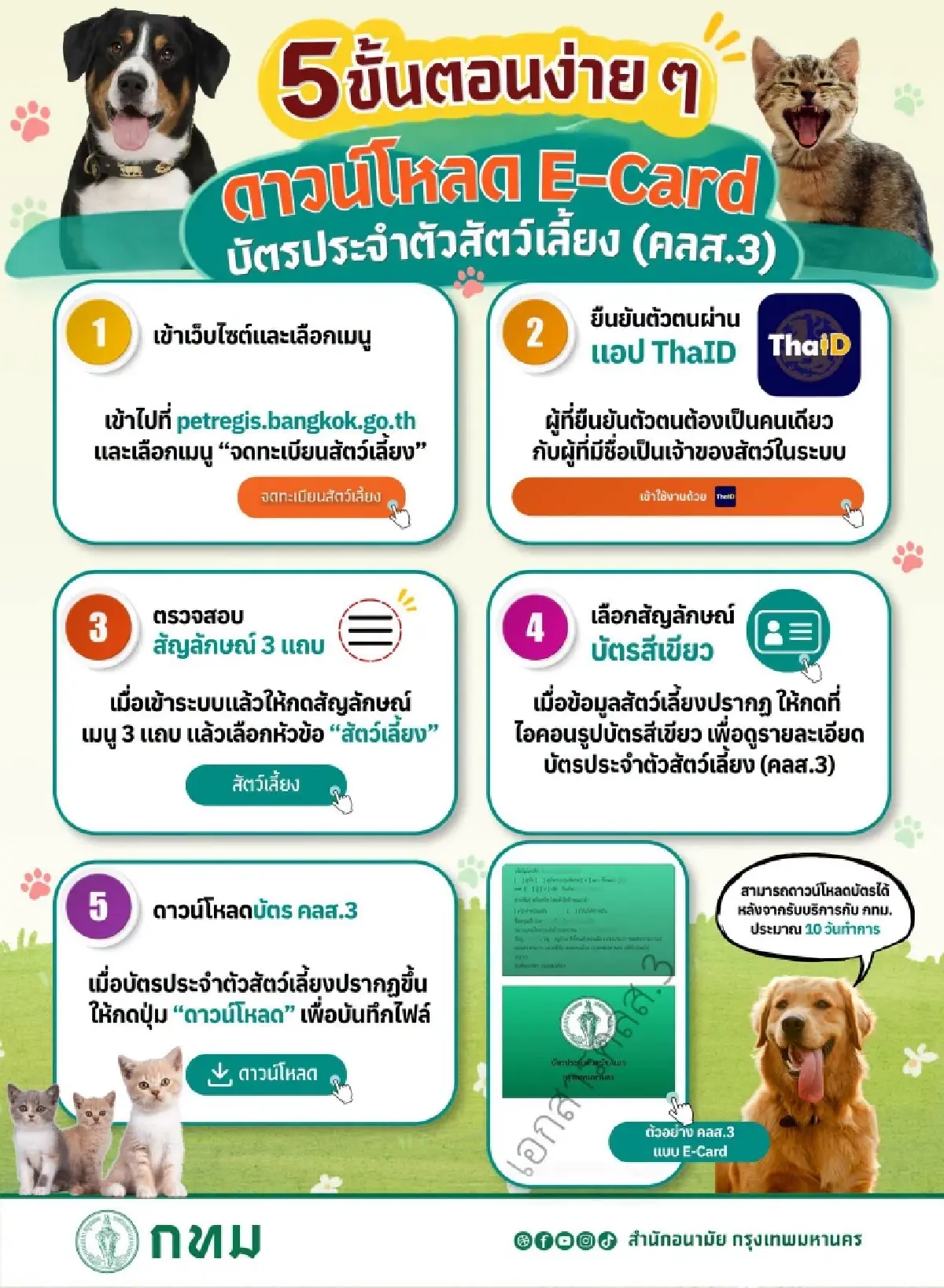กทม. แนะ เจ้าของสัตว์เลี้ยงดาวน์โหลด E-Card บัตรประจำตัวสัตว์เลี้ยง