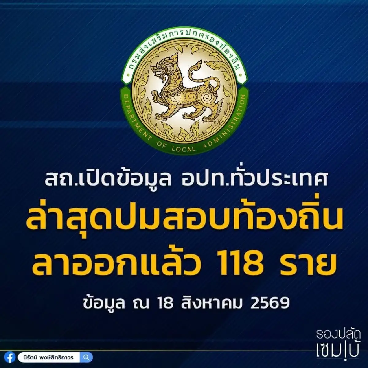 สถ.เผยทั่วประเทศ ขรก.ลาออกเซ่นปมสอบท้องถิ่นแล้ว 118 ราย