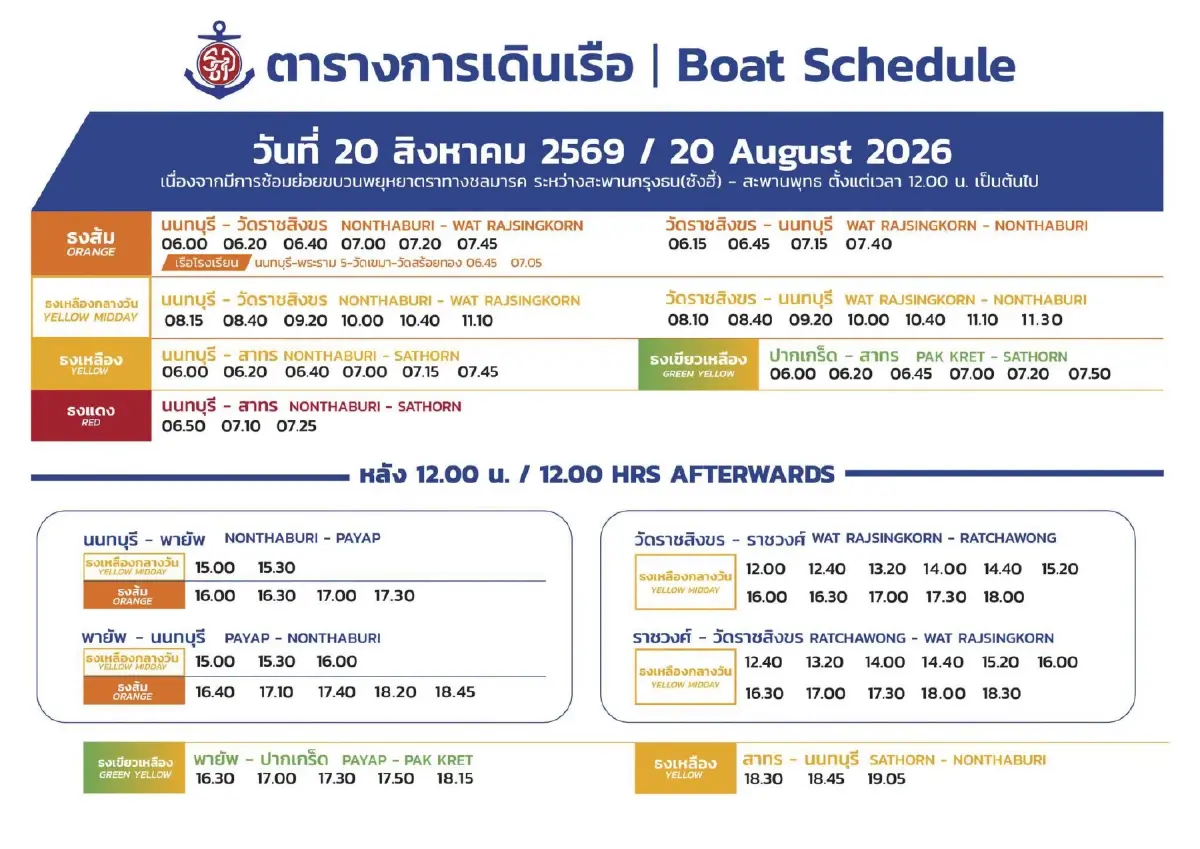 ประกาศ! เรือด่วนเจ้าพระยา แจ้งปรับเวลาให้บริการ วันที่ 17, 20 และ 27 ส.ค. 69