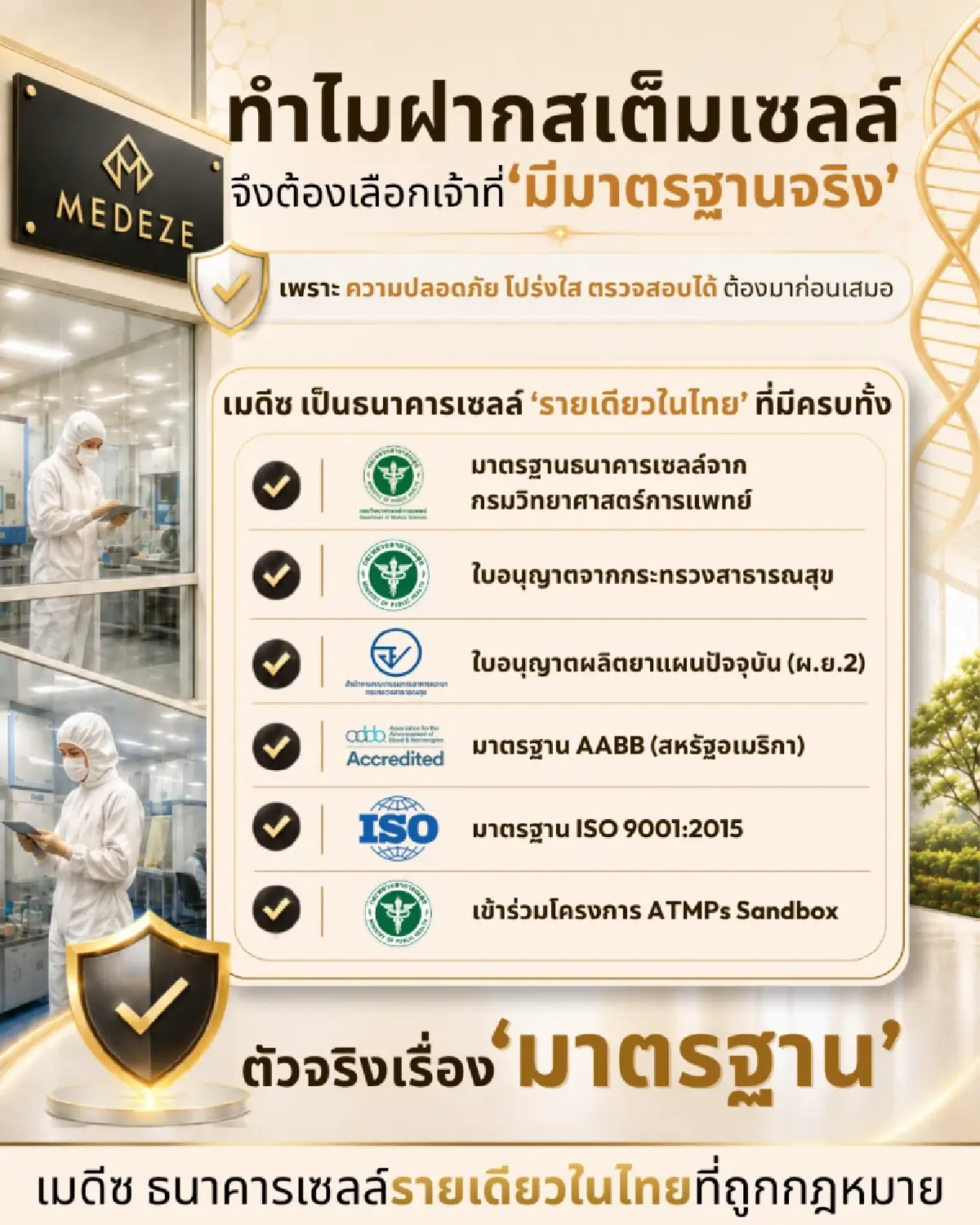 MEDEZE ชูความพร้อมธนาคารจัดเก็บสเต็มเซลล์ ครบใบอนุญาต-มาตรฐานระดับสากล
