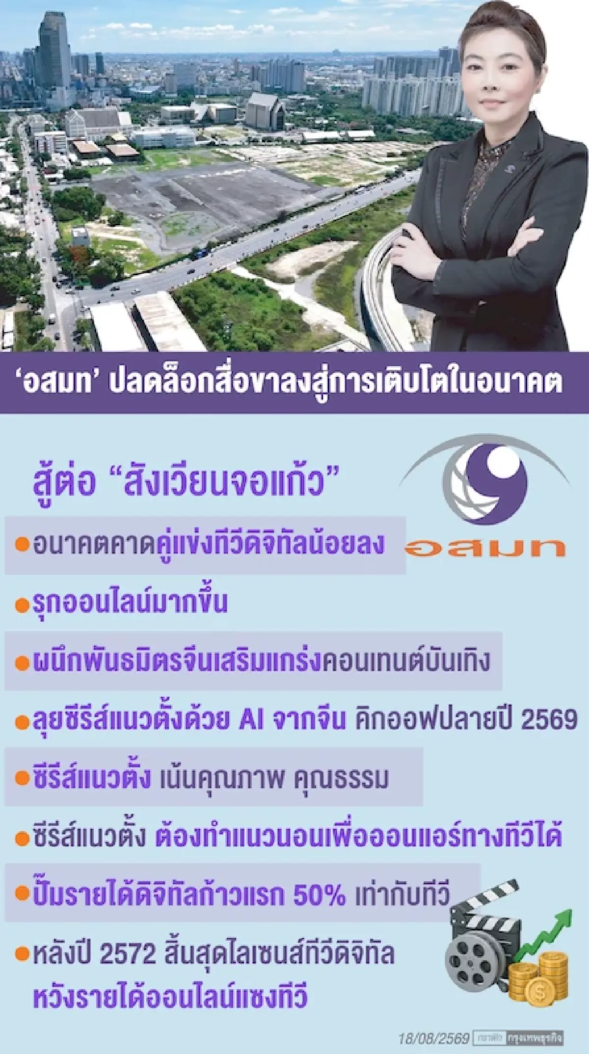 ‘อสมท’ บทบาทสื่อรัฐ แบกขาดทุน 9 ปี  เร่งดึงเอกชนเช่าที่ดิน 9,000 ล้าน ยื้อสภาพคล่อง